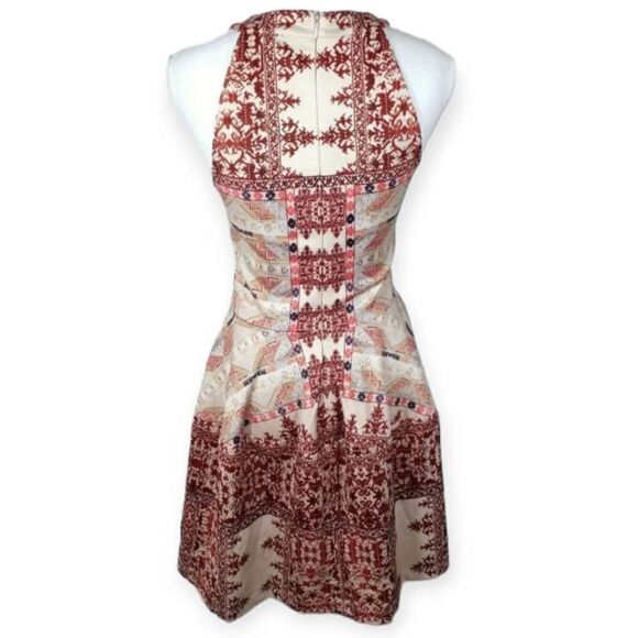 MOSSIMO CREAM BURGUNDY DRESS SZ.M EUC.  GORGEOUS DRESS IN EXCELLENT USED CONDITI - Picture 6 of 8